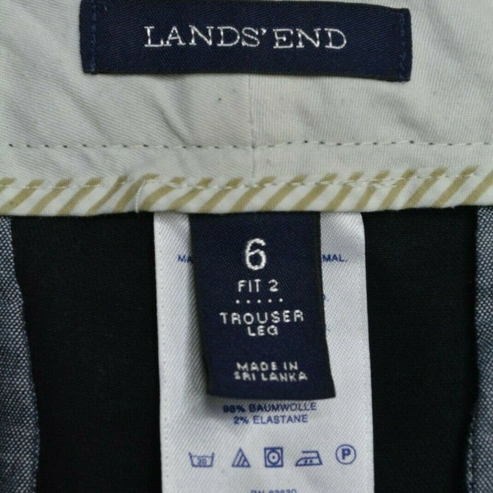 LANDS END Size 6 FIT 2 Womens NAVY Blue TROUSER Leg STRETCH Chino MID Rise Pants - Picture 4 of 6